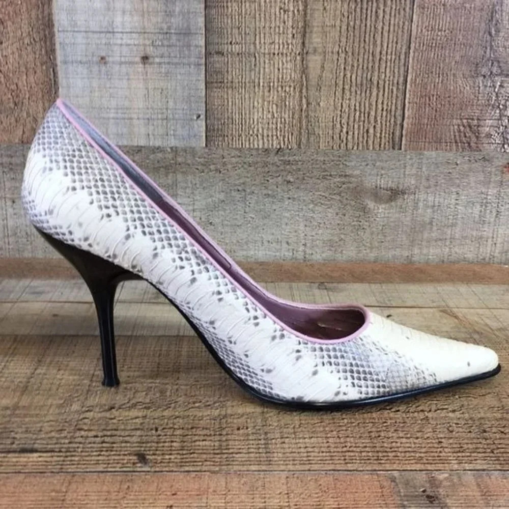 Steve Madden White Gray Leather Animal Print Kaylee Pumps Womens 9B Stiletto - Picture 5 of 11